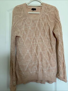 The Limited Soft Blush Cable Crewneck Sweater
